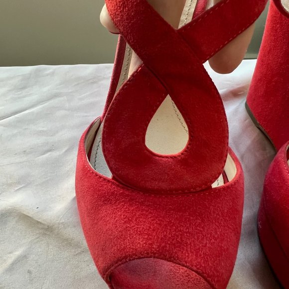 Prada Suede Wedge Heels - Salmon Pink Size 36 - Picture 7 of 11